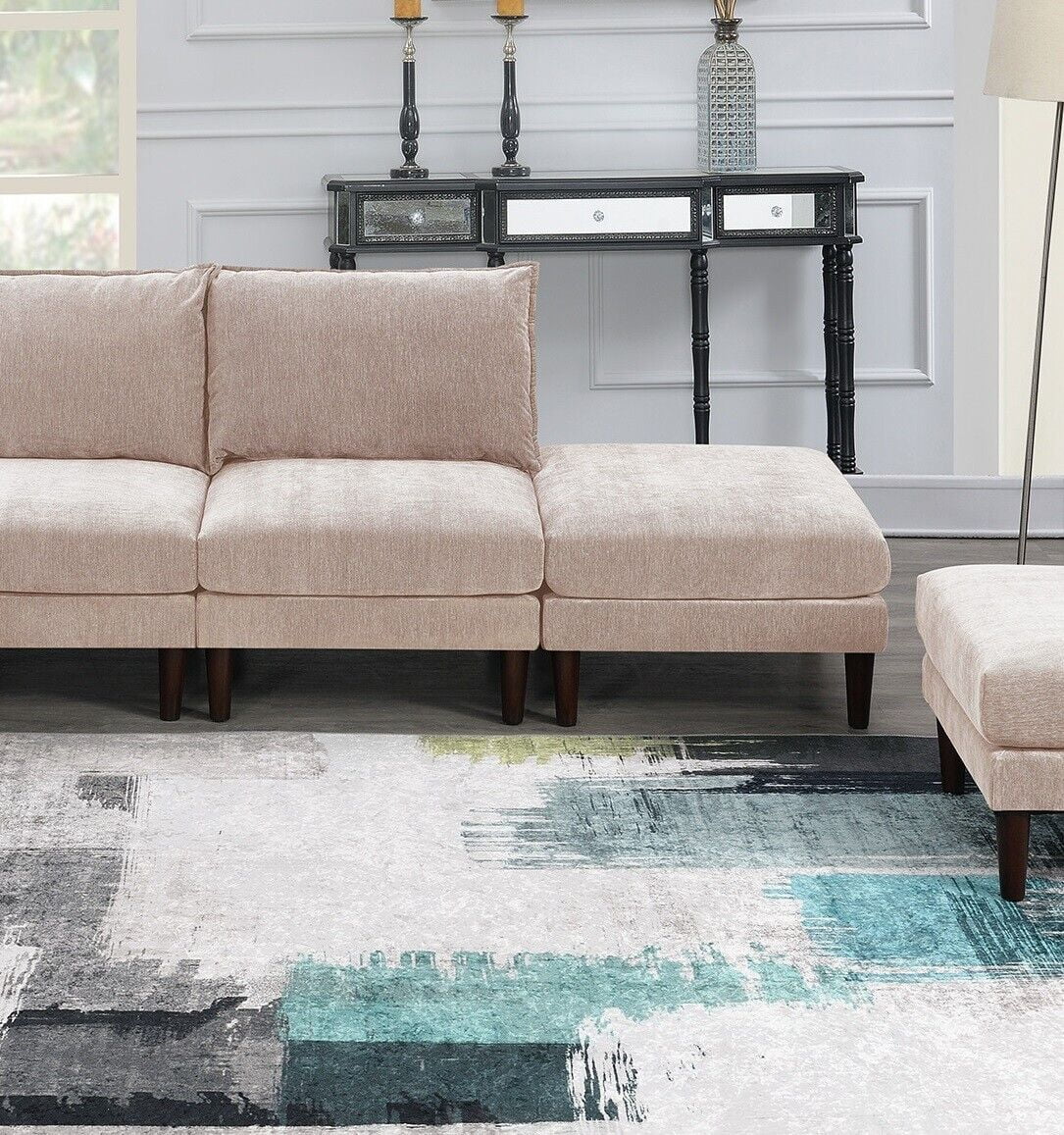 6pc Modular Sectional Sofa Set Armless Chair Ottoman T8369