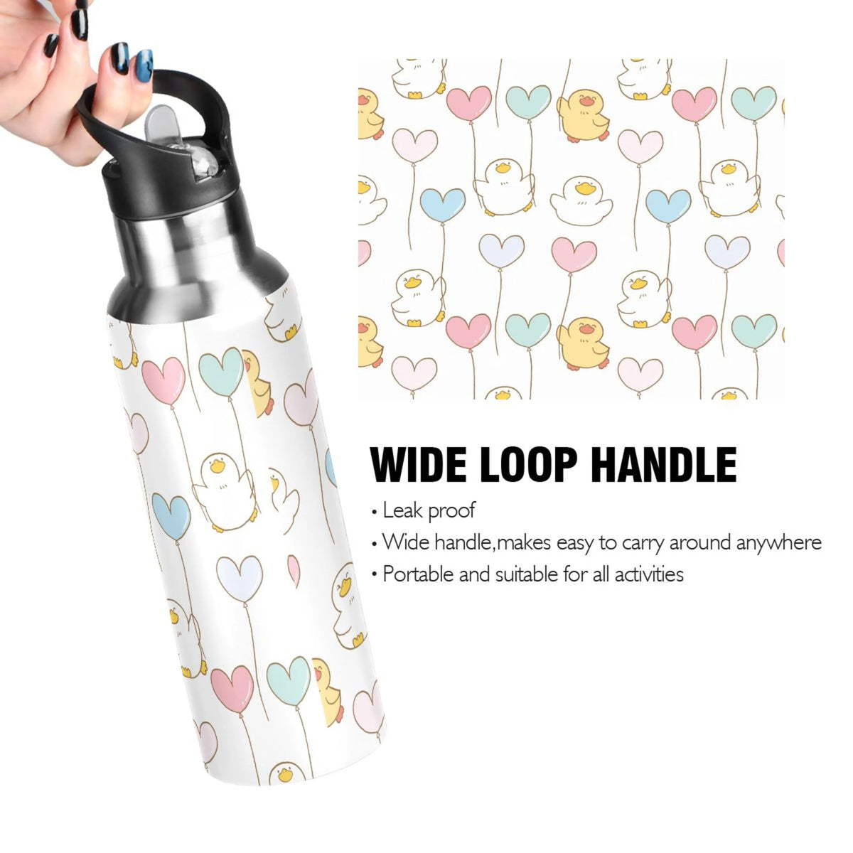 20 OZ Stainless Steel Vacuum Insulated Water Bottle with Straw Lid H746529