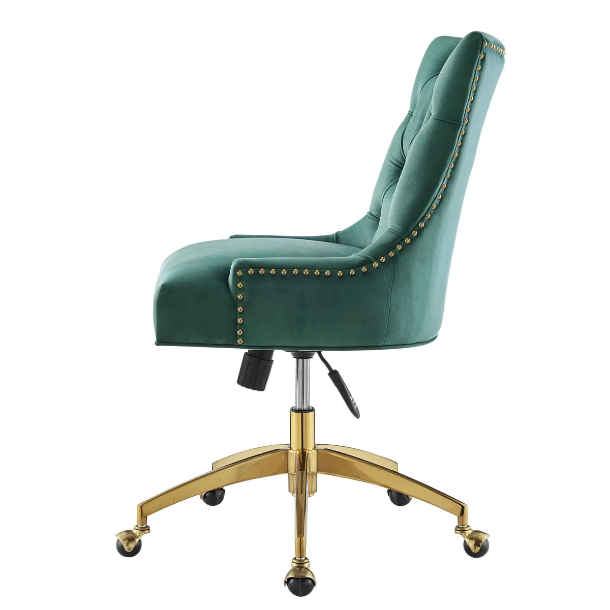 Velvet Gold Teal Blue Tufted Chair K384