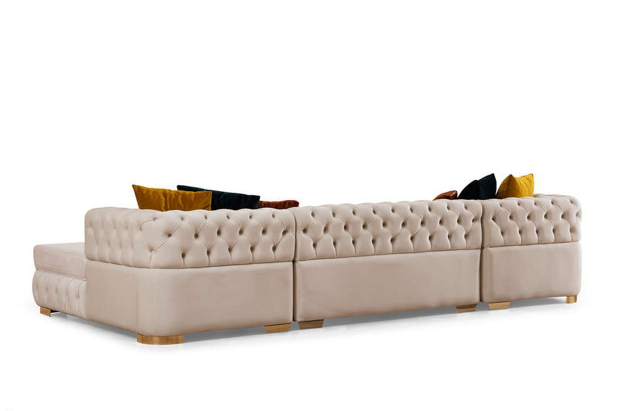 Ivory Velvet Double Chaise Sectional M59250