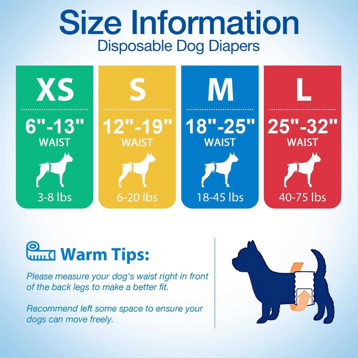 Soft Disposable Male Dog Diaper 12Pcs M H553