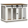 White Dog Crate End Table with Divider Panel I43553