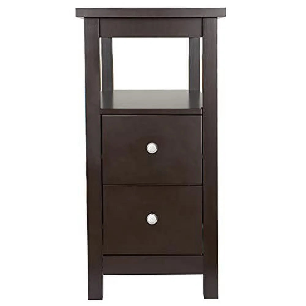 Espresso Narrow Side Table with Drawers and Shelf F437823