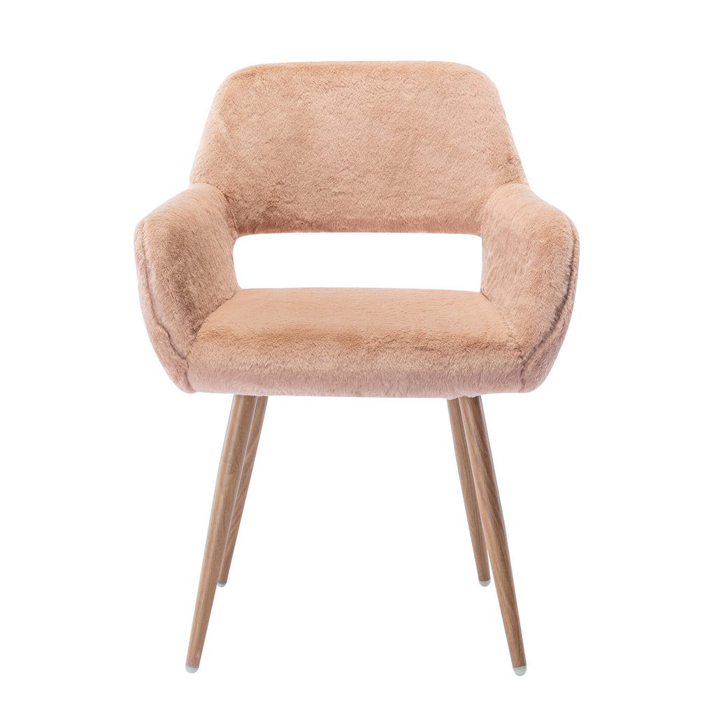 Faux Fur Mid Century Dining Chairs Camel T46535