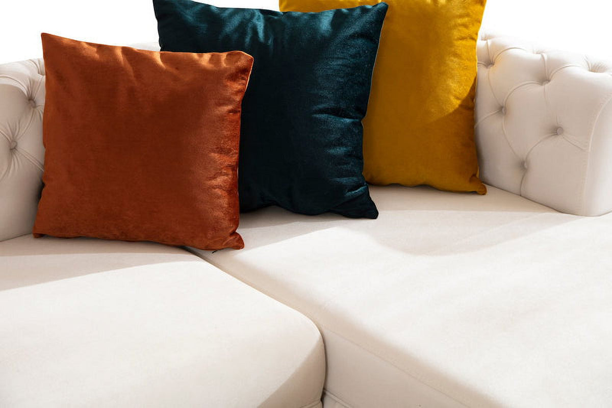 Ivory Velvet Double Chaise Sectional M59250