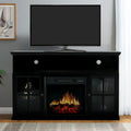 Black Fireplace TV Stand with Insert Fireplace and Adjustable Shelves C77991