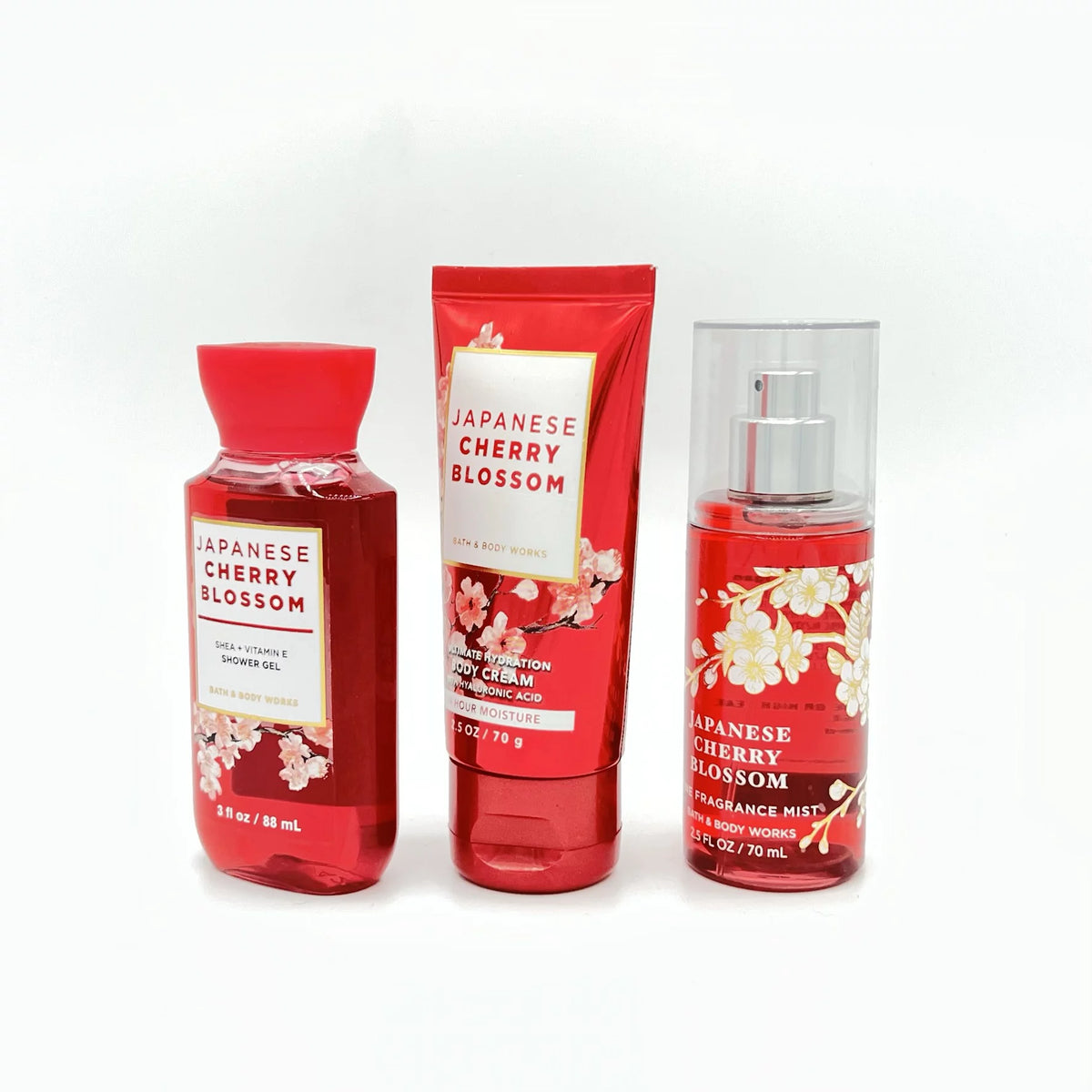 Japanese Cherry Blossom Travel Size Shower Gel, Body Cream and Fragrance Mist 3-Piece Set T6240