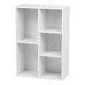 White 5-Compartment Wood Bookcase Storage Shelf Y431446