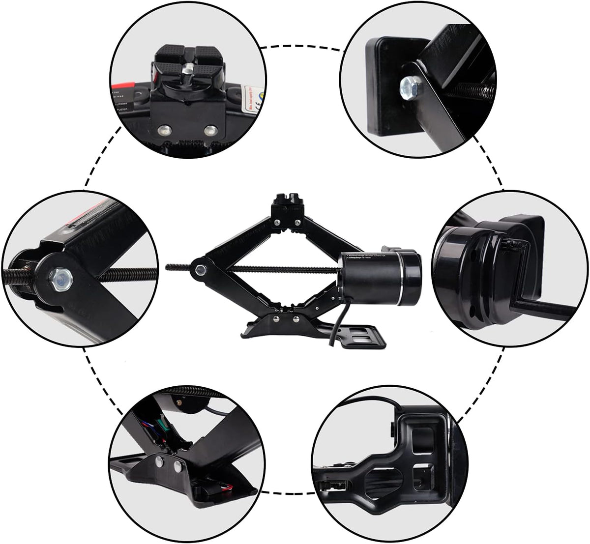 Electric Car Jack Kit 2 Ton 12V Portable Scissor Car Jack Lift Black I1769