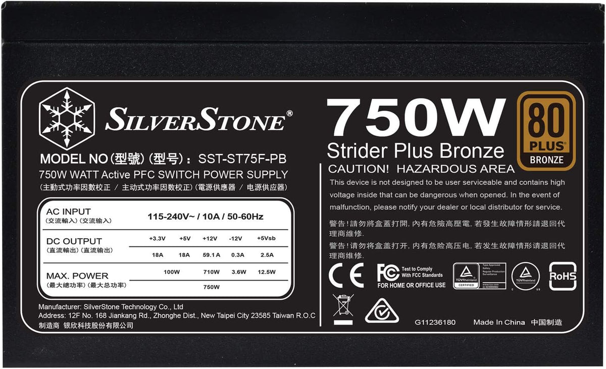 750 Watt ATX Power Supply 80 Plus Bronze Modular V70217