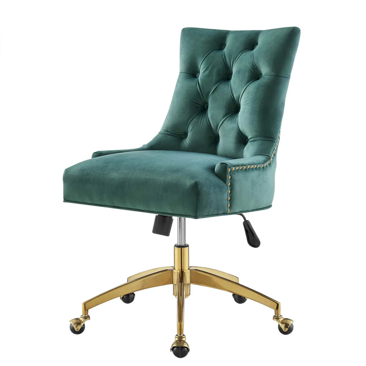 Velvet Gold Teal Blue Tufted Chair K384