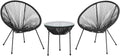 Bistro Table Set Outdoor Chairs Set of 2 Black K743989
