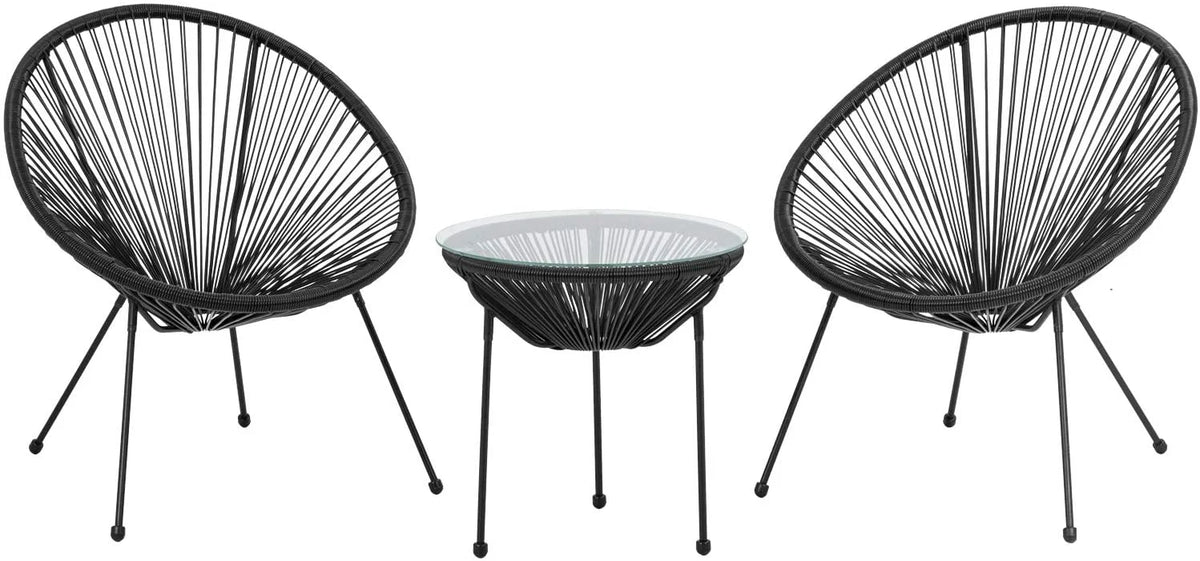 Bistro Table Set Outdoor Chairs Set of 2 Black K743989