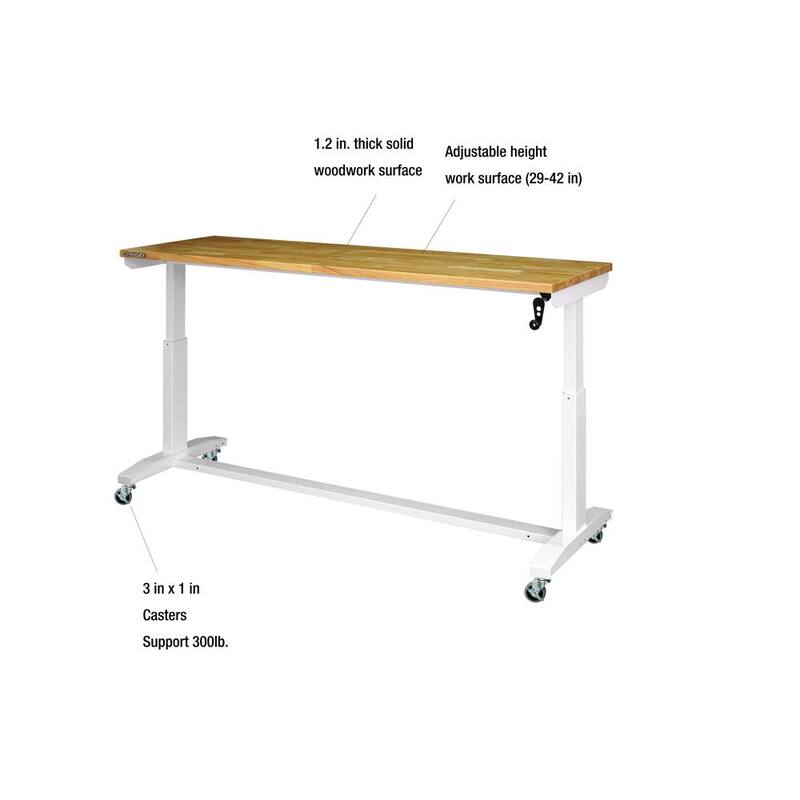 White Adjustable Height Worktable F94320