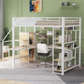 Full Size Black Metal Loft Bed with Desk, Wardrobe and Storage Stairs G45431