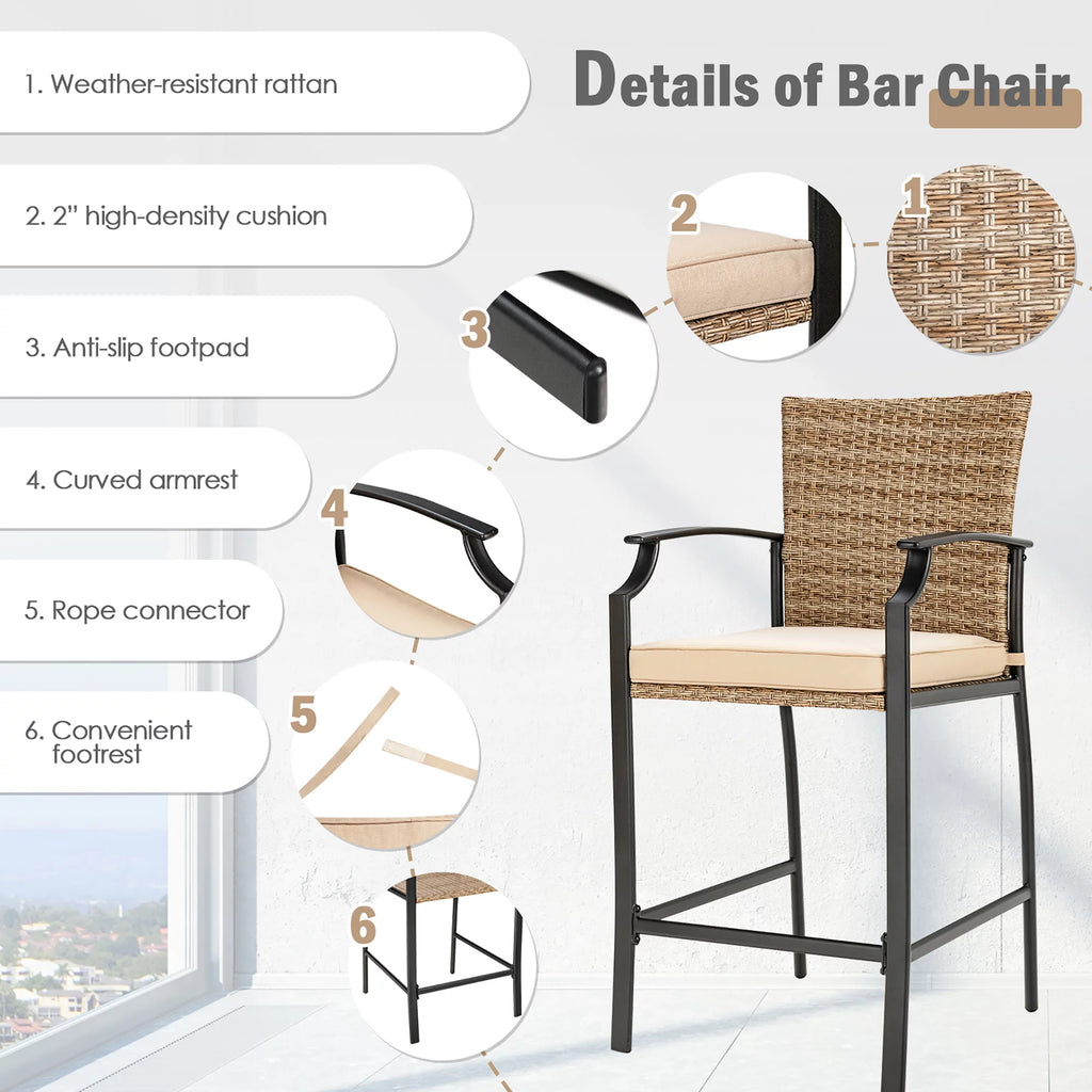 32'' Black Metal Patio Bar Table O471039