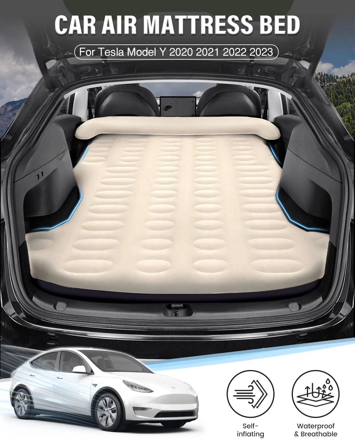 Inflatable Camping Air Mattress with Air Pump and Headrest M301588