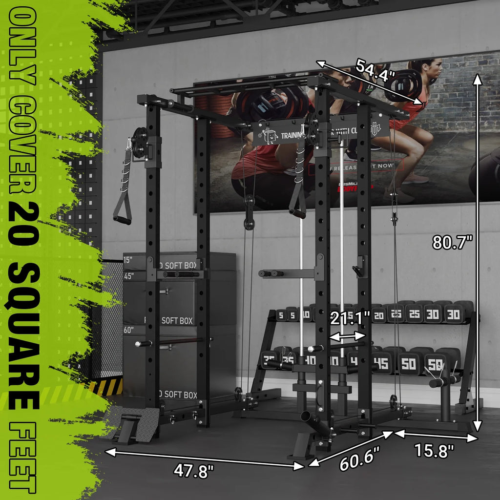 1500 lbs Power Rack Cage with Cable Crossover Machine G335679