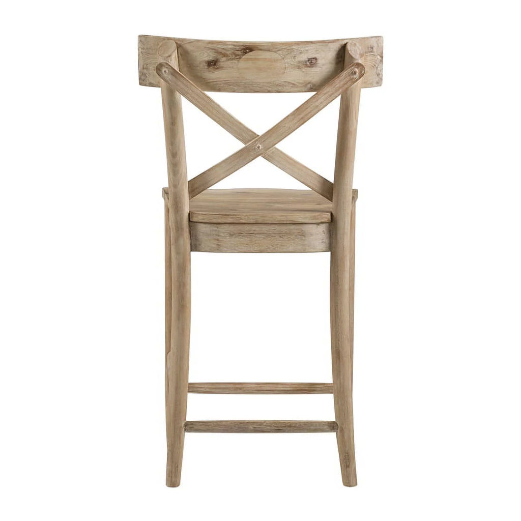2 Piece Rustic Solid Wooden Counter Height Stool Set R865376