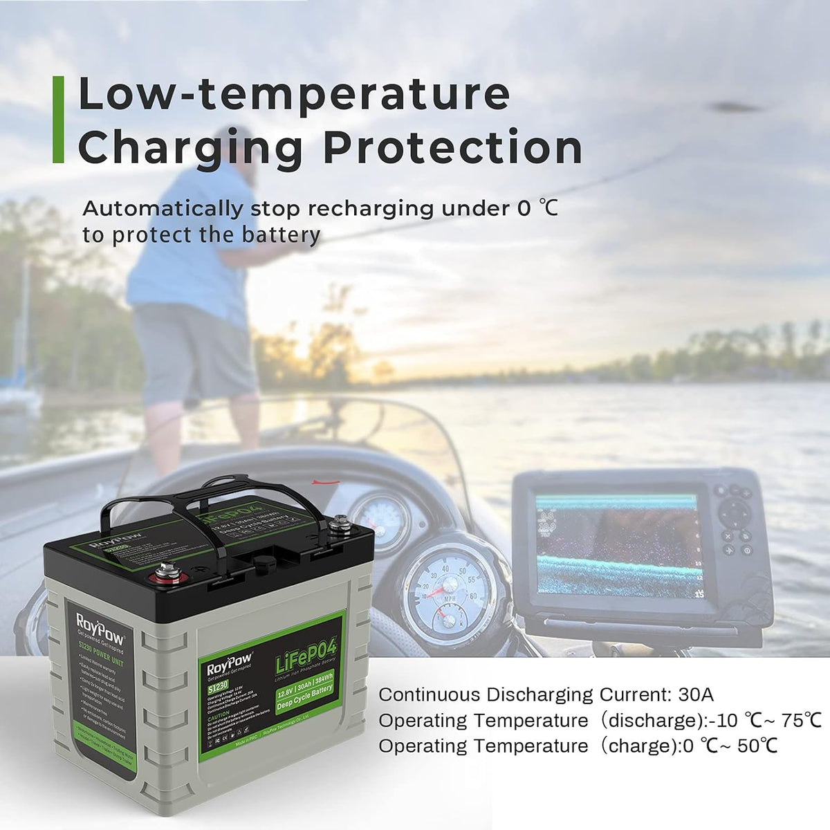 12V 30Ah LiFePO4 Deep Cycle Battery P7712