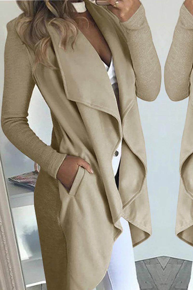 Casual Solid Patchwork Turndown Collar Outerwear B1013