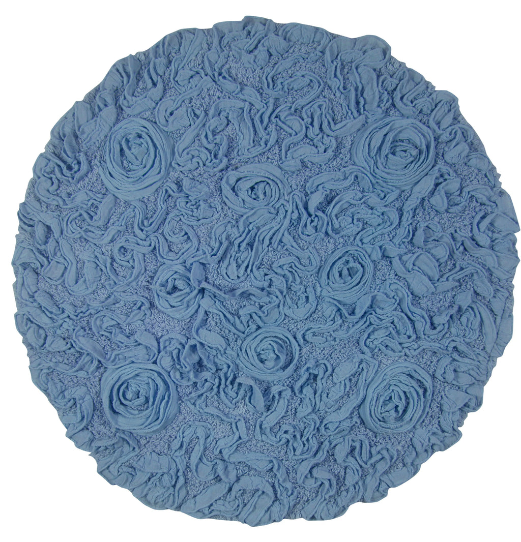 Sky Blue 30" Round Cotton Bathroom Rug J7861