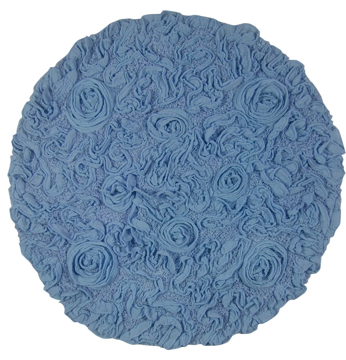 Sky Blue 30" Round Cotton Bathroom Rug J7861