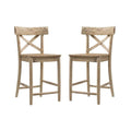 2 Piece Rustic Solid Wooden Counter Height Stool Set R865376