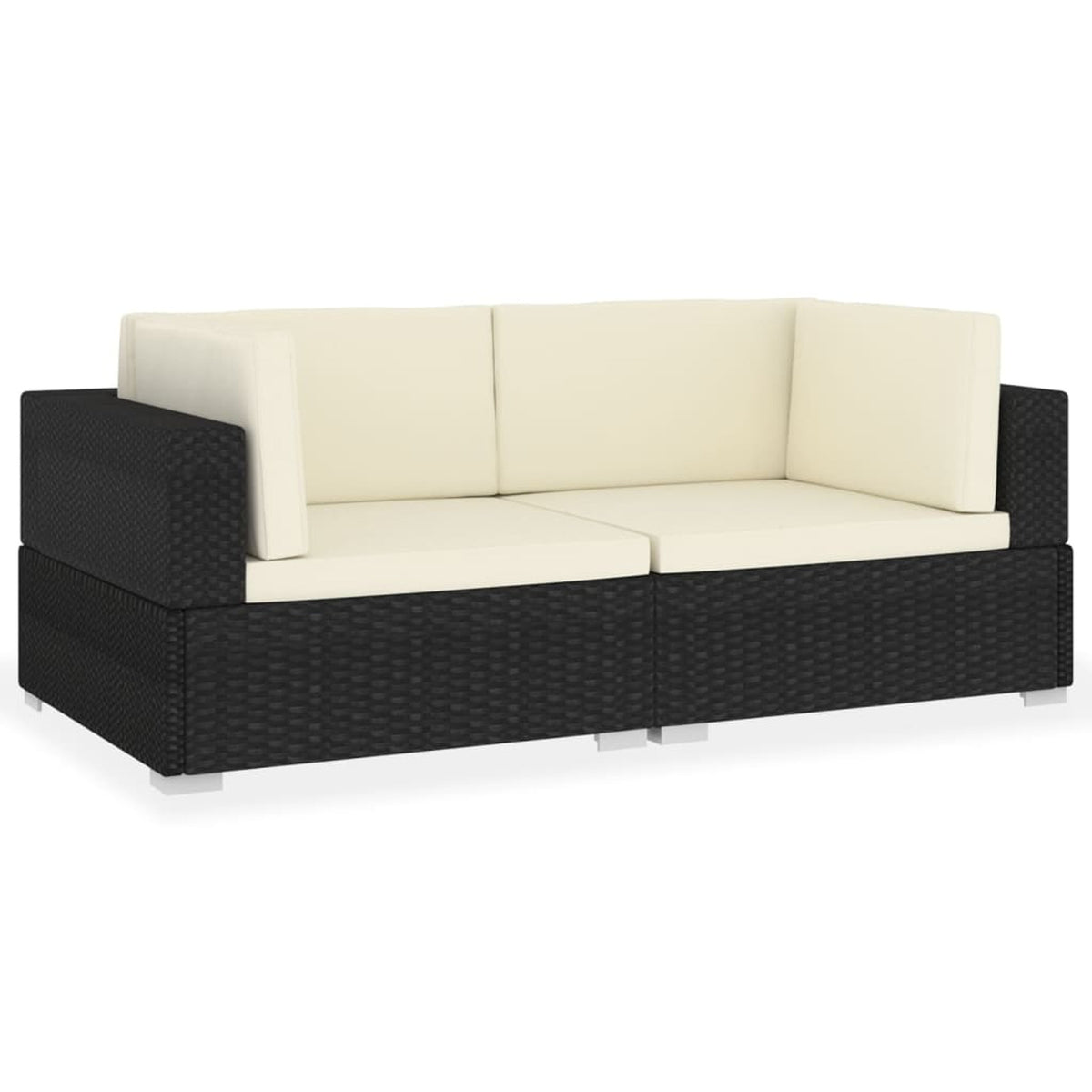 Black Poly Rattan Patio Sofa Set with Cushions I98958