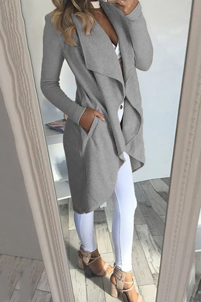 Casual Solid Patchwork Turndown Collar Outerwear B1013