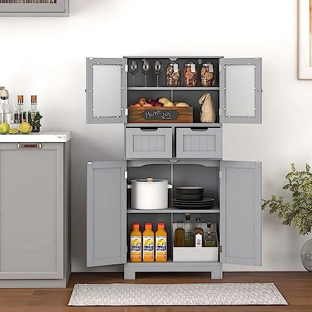 Bathroom Floor Cabinet with Glass Doors W933018